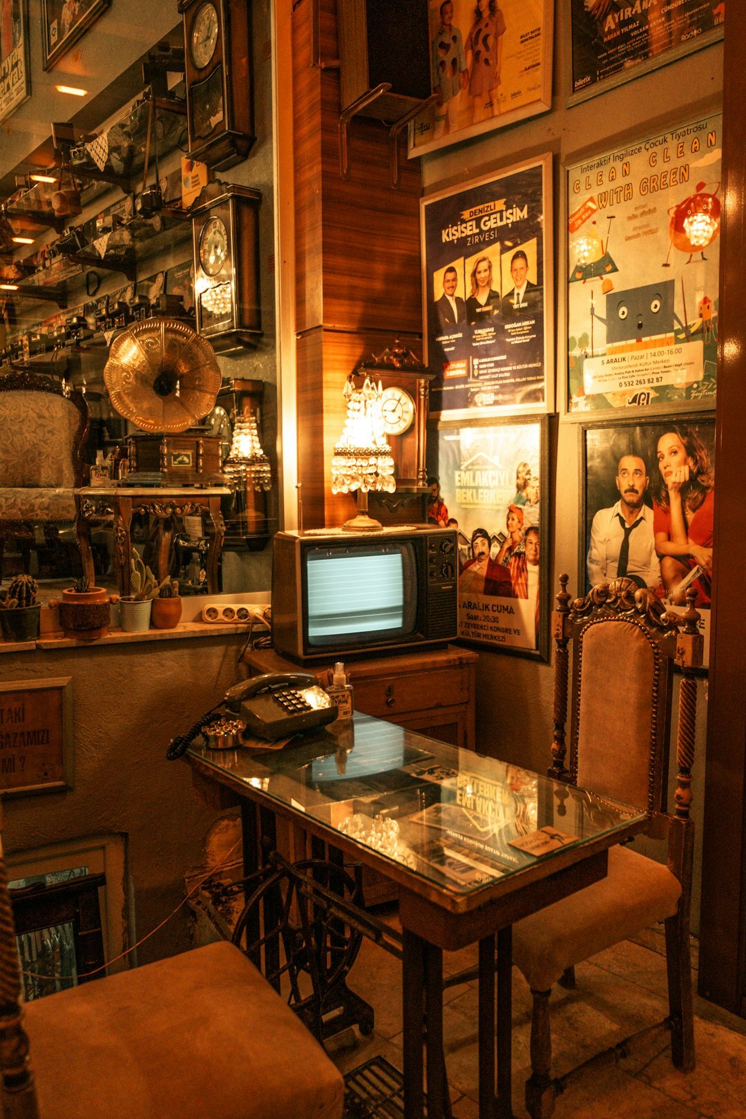 Vintage television studio with retro cameras and stage lights
